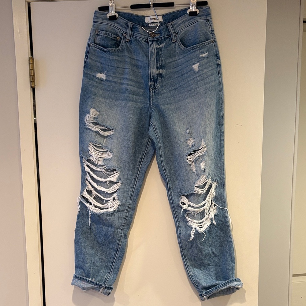 Pistola Light Blue Distressed Boyfriend Jeans
